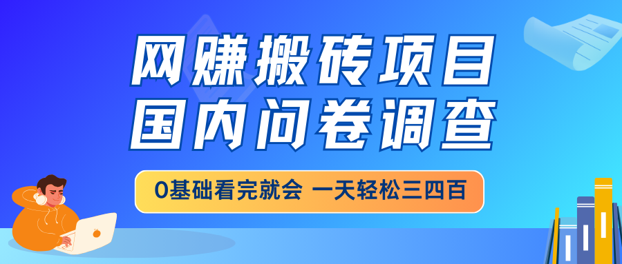 网赚搬砖项目，国内问卷调查，0基础看完就会 一天轻松三四百